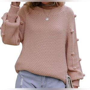 PINK BLUSH SWEATER Women's‎ Knit Top Women's Crewneck Pullover Chunky Jumper NEW